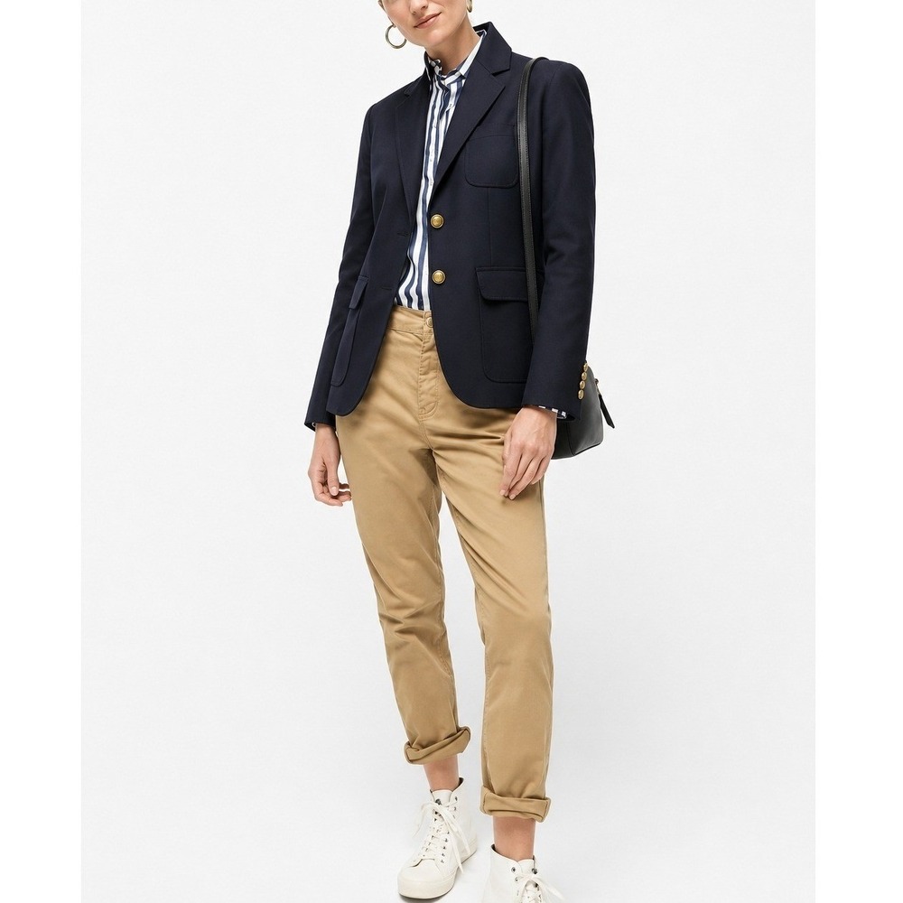 J.Crew Rhodes Blazer 4T Black Wool Gold Crest Button Tall Preppy Career Jacket